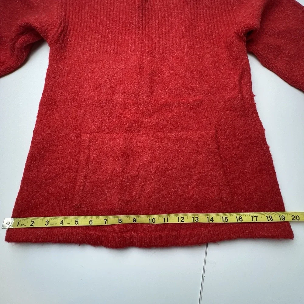 Michael Kors Mottled Red Front Kangaroo Pocket Sweater Women's Small
